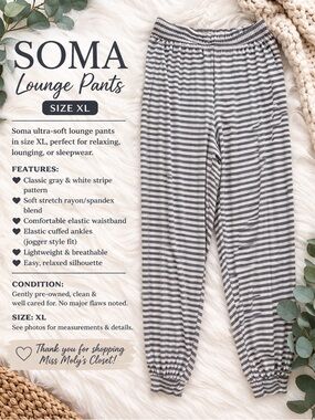 Soma XL Striped Lounge Pants Soft Stretch Pajama Bottoms Comfy
🌸Size XL🌸